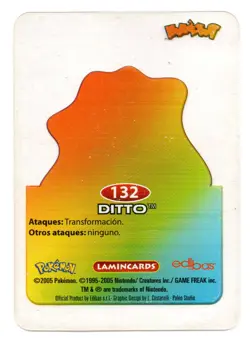 DITTO #132 LAMINCARD COLECCION POKEMON LAMINCARDS 2005 EDIBAS (USADA) - Image 2
