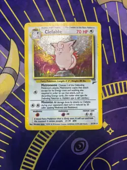 Pokemon TCG Clefable Base Set 2 Holo Unlimited Rare Card 5/130 DMG - Image 1