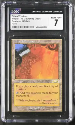 CGC 7 City of Traitors 1998 Exodus #143/143 Rare Magic: The Gathering NM - Image 1