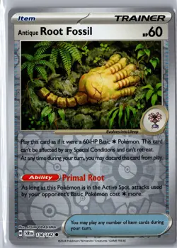 Antique Root Fossil 130/142 Common Stellar Crown Pokemon Reverse Holo NM/M - Image 1