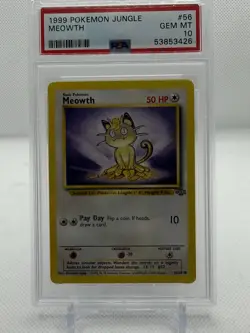 1999 MEOWTH POKEMON JUNGLE BASIC #56/64 ( PSA 10 ) - Image 1