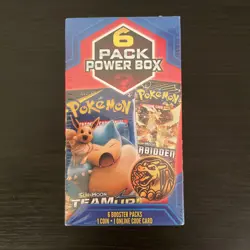 Pokemon Mystery 6 Pack Power Box Red Team Up 2019 Sealed - Image 1