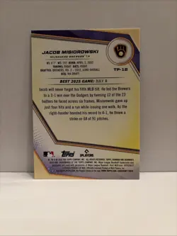 2025 Bowman's Best - Jacob Misiorowski #TP-12 Purple Lazer Refractor /350 - Image 2