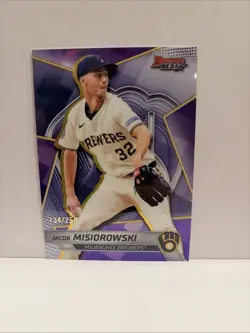 2025 Bowman's Best Purple Refractor Jacob Misiorowski /250 #TP-12 Brewers - Image 1