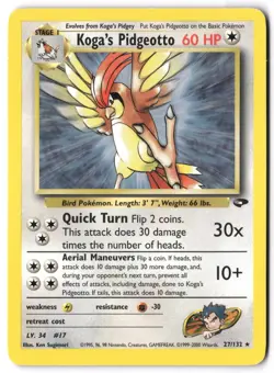Pokemon Koga's Pidgeotto 27/132 Unlimited Rare - Gym Challenge - LP - Image 1