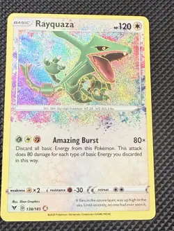 Rayquaza 138/185 Vivid Voltage Holo Rare English Pokemon Card - Image 1