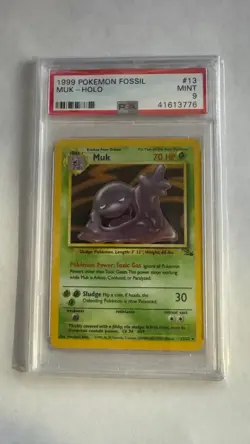 1999 POKEMON FOSSIL #13 MUK-HOLO PSA 9 MINT - Image 1