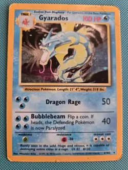 Pokemon TCG Gyarados Holo Rare Card 6/102 Vintage 1999 WOTC Base Set - Image 1