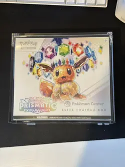 Pokemon Center Prismatic Evolutions ETB Elite Trainer Box Sealed in Acrylic case - Image 1