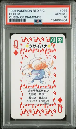 1996 POKEMON RED VERSION PLAYING CARDS 044 GLOOM QUEEN OF DIAMONDS PSA 10 - Image 1