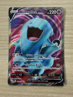 Pokemon TCG Card Wobbuffet V 191/202 Sword & Shield Base Set Full Art - NM - Image 1