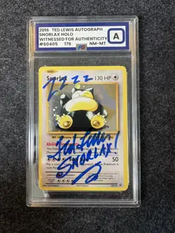 PG Graded Signed Ted Lewis Pokemon Snorlax XY179 Snorlax GX Box Black Star Promo - Image 1