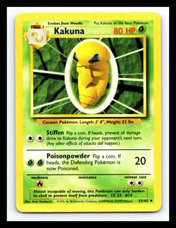 ✨ KAKUNA | Pokemon TCG 1999 | (Base Set) Non Holo Vintage # 33/102 - Image 1