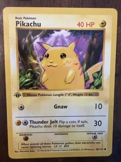 Pokemon Pikachu Base Set Shadowless 1st Edition 40 HP Common 58/102 English - Image 1