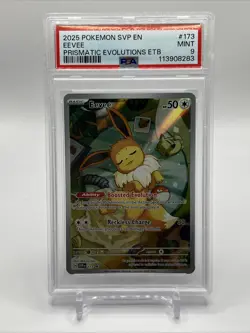 Pokemon 2025 SVP EN-SV Black Star Promo Prismatic Evolutions ETB 173 Eevee PSA 9 - Image 1