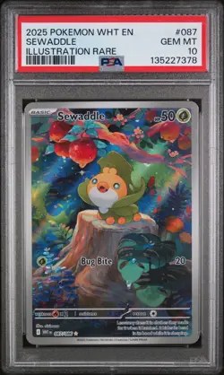 Sewaddle Illustration Rare Pokemon Wht En-White Flare 087/086 PSA 10 - Image 1