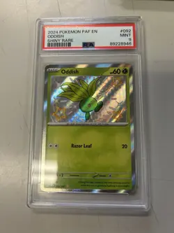 Oddish 092/091 Paldean Fates Shiny Illustration Rare Pokemon TCG PSA 9 MINT - Image 1