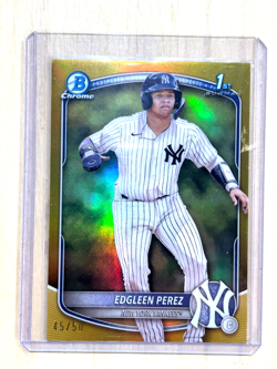 Edgleen Perez 2025 Bowman Chrome 1st TRUE GOLD 45/50 #BCP-80 Yankees - Image 1