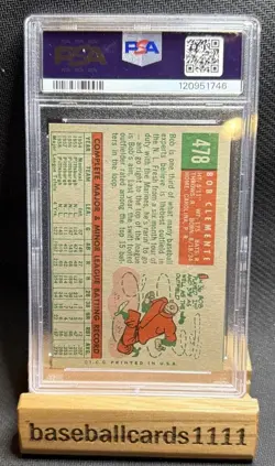 Vintage 1959 Topps Bob Clemente #478 PSA graded 4 VG-EX Pittsburgh Pirates B1 - Image 2