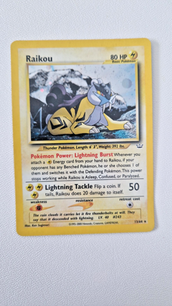 Pokemon TCG: Raikou 13/64 - Neo Revelation (Holo Rare, Unlimited) - Excellent/NM - Image 1