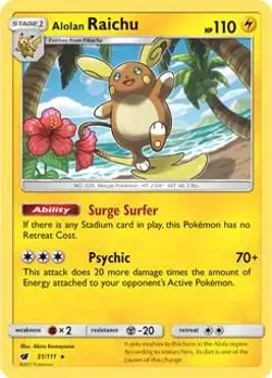 Alolan Raichu - (SM Crimson Invasion) Rare Deck Exclusives 031/111 NM Normal - Image 1