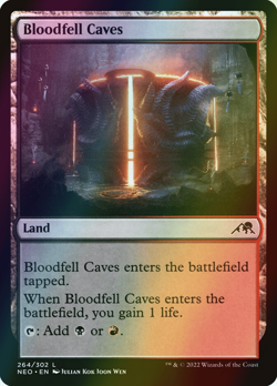 MTG Bloodfell Caves Foil ** Kamigawa: Neon Dynasty ** English (NM) - Image 1