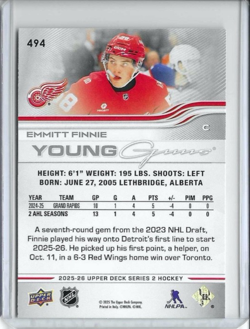 2025-26 Upper Deck Series 2 - Young Guns Emmitt Finnie #494 (RC) - Image 2