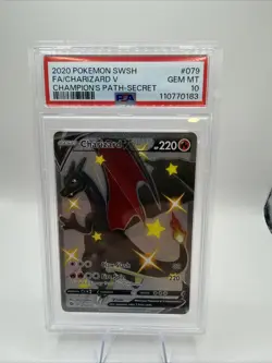 Charizard V (Secret) 79/73 Champions Path Pokemon Card PSA 10 - Image 1