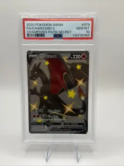 Charizard V (Secret) 79/73 Champions Path Pokemon Card PSA 10 - Image 2