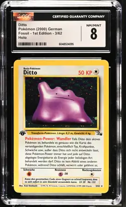 Pokemon Fossil 1st Edition German DITTO Holo CGC 8 (4095) Graded Power - Image 1