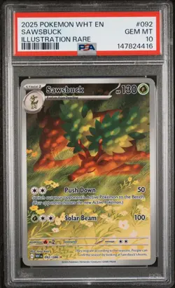 2025 POKEMON WHT EN-WHITE FLARE ILLUSTRATION RARE #092 SAWSBUCK PSA 10 - Image 1