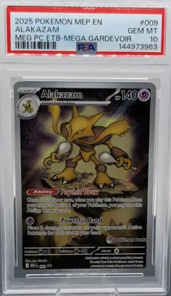2025 Pokemon MEP EN Alakazam MEG PC ETB 009 Pokemon Center Stamped PSA 10 - Image 1