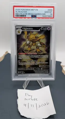 2025 Pokemon MEP EN Alakazam MEG PC ETB 009 Pokemon Center Stamped PSA 10 - Image 2