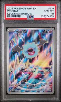 PSA 10 GEM Mint Woobat 119/086 Illustration Rare - Pokemon WHT SV10.5 - Image 1