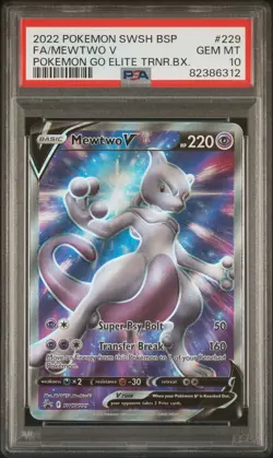 2022 POKEMON SWSH BLACK STAR PROMO #229 FULL ART/MEWTWO V PSA 10 - Image 1