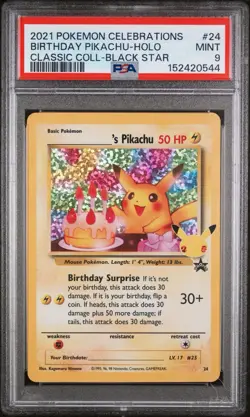 2021 Pokemon Celebrations Birthday Pikachu-Holo Coll-Black Star #24 PSA 9 - Image 1