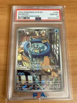 POKEMON SQUIRTLE 2024 STELLAR CROWN #148 ILLUSTRATION RARE PSA 10 - Image 1