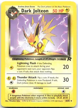 Dark Jolteon 38/82 Uncommon Team Rocket Pokemon Unlimited Lightly Played - Image 1
