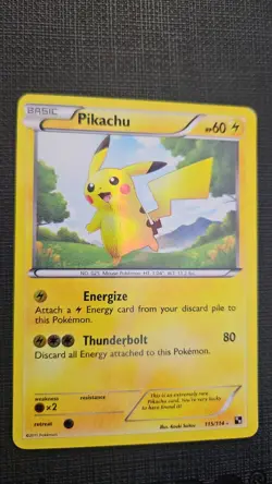 Pokemon Pikachu TCG Secret Rare Holo Card 115/114 Black and White - Image 2