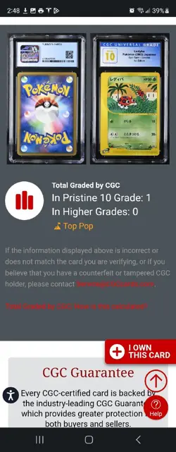 (POP 1) CGC 10 PRISTINE Pokemon Ledyba 005/088 eSeries Japanese Split Earth Card - Image 4