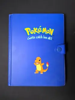 Vintage Pokemon Binder Card Holder Case Rare CHARMANDER Blue Original 151 - Image 1