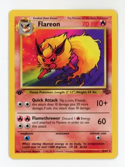 1st Edition Flareon Non Holo - Pokemon 1999 Jungle #19 MINT - Image 1