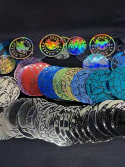 Pokemon Coin Lot 54 Holo Gold Glitter Eevee Pikachu TCG Tokens Bundle Bulk - Image 1