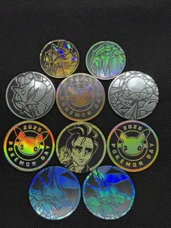 Pokemon Coin Lot 54 Holo Gold Glitter Eevee Pikachu TCG Tokens Bundle Bulk - Image 2