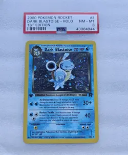 Pokemon Dark Blastoise/ dunkles Turtok Holo 3/82 PSA 8 – Perfect Swirl Placement - Image 1