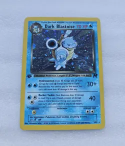 Pokemon Dark Blastoise/ dunkles Turtok Holo 3/82 PSA 8 – Perfect Swirl Placement - Image 2