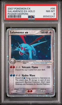 2007 POKEMON EX POWER KEEPERS #96 SALAMENCE EX-HOLO PSA 8 Swirl! - Image 3