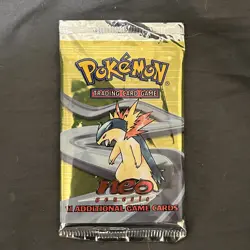 EMPTY Pokemon Neo Genesis Pack WRAPPER - Typhlosion – WOTC 2000 Vintage Rare Vtg - Image 1