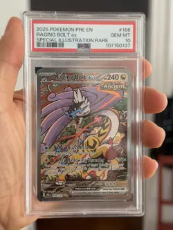 2025 POKEMON PRE EN-PRISMATIC EVOLUTIONS #166 RAGING BOLT EX SIR PSA 10 GEM MINT - Image 1