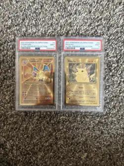Sequential PSA 9 Charizard & Pikachu 2021 Celebrations UPC Gold Metal Pokemon - Image 1